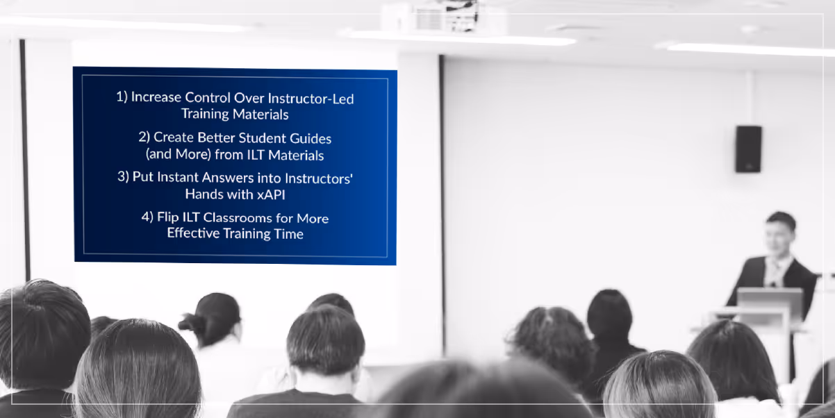 Photo of adults in a training classroom with a slide presentation projected on a screen.