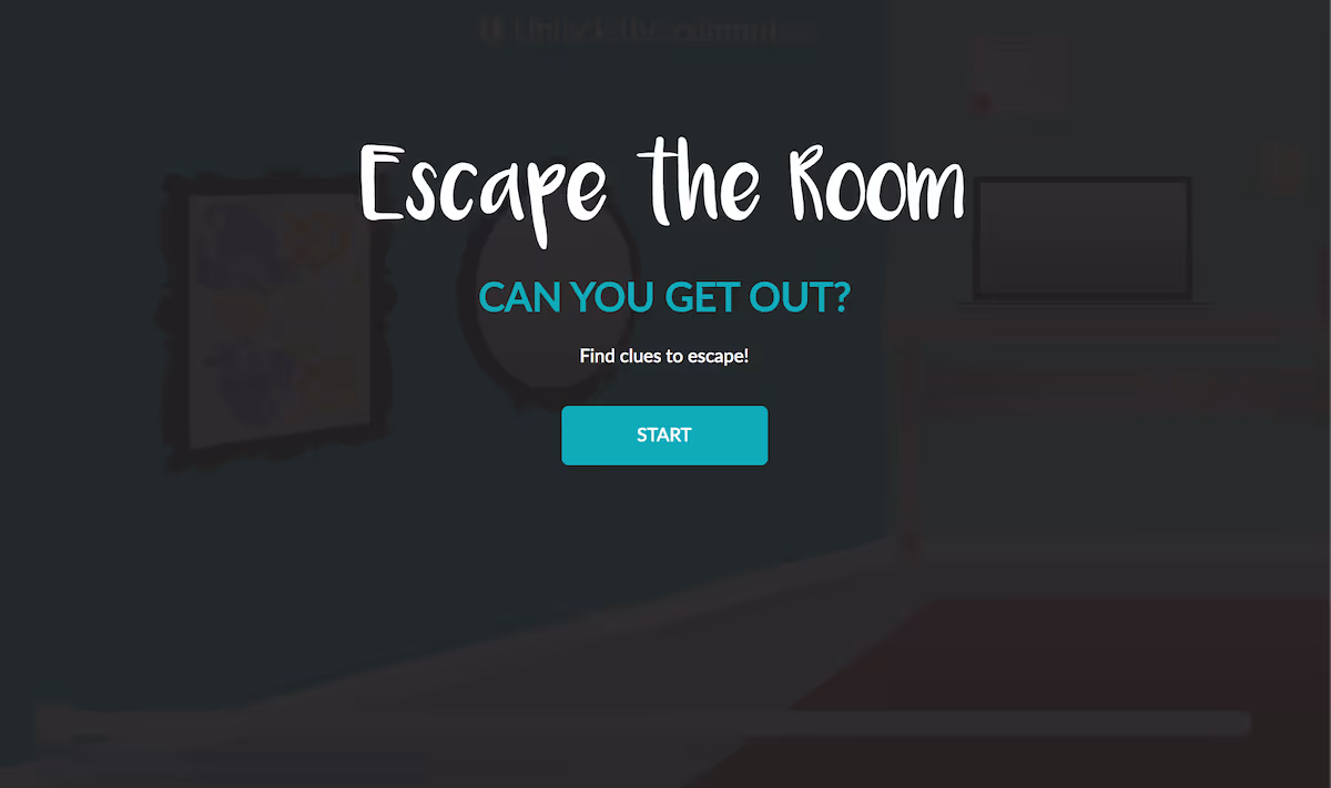 Title card for the interactive elearning example Escape the Room game