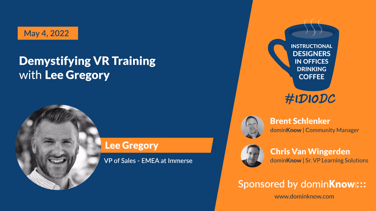 Lee Gregory joined IDIODC to share his expertise and experience using VR technologies with his clients. 
