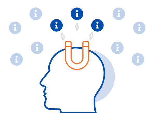 head with magnets toward information