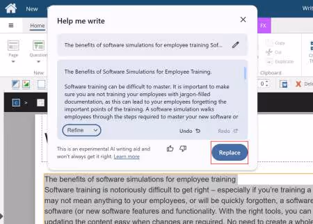 Using Google Chrome's Help me write with dominKnow | ONE