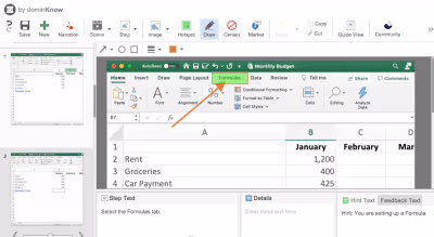 An overview screen of dominKnow | ONE Capture for Software Simulations