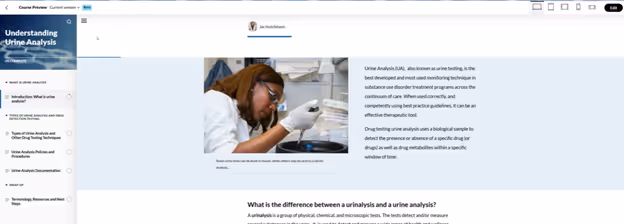 Screen shot of an Articulate Rise example of an Image on the left and Text on the right.