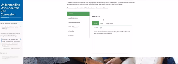 Screen shot of the previous articulate page in dominKnow | ONE with the table data transformed into a tab within a tab design
