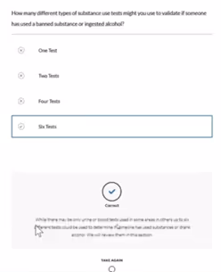 An example of an Articulate Rise Multiple Choice question.