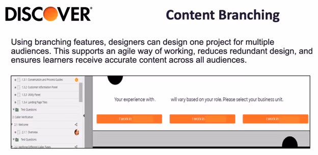Example of Discover using content branching and single sourcing