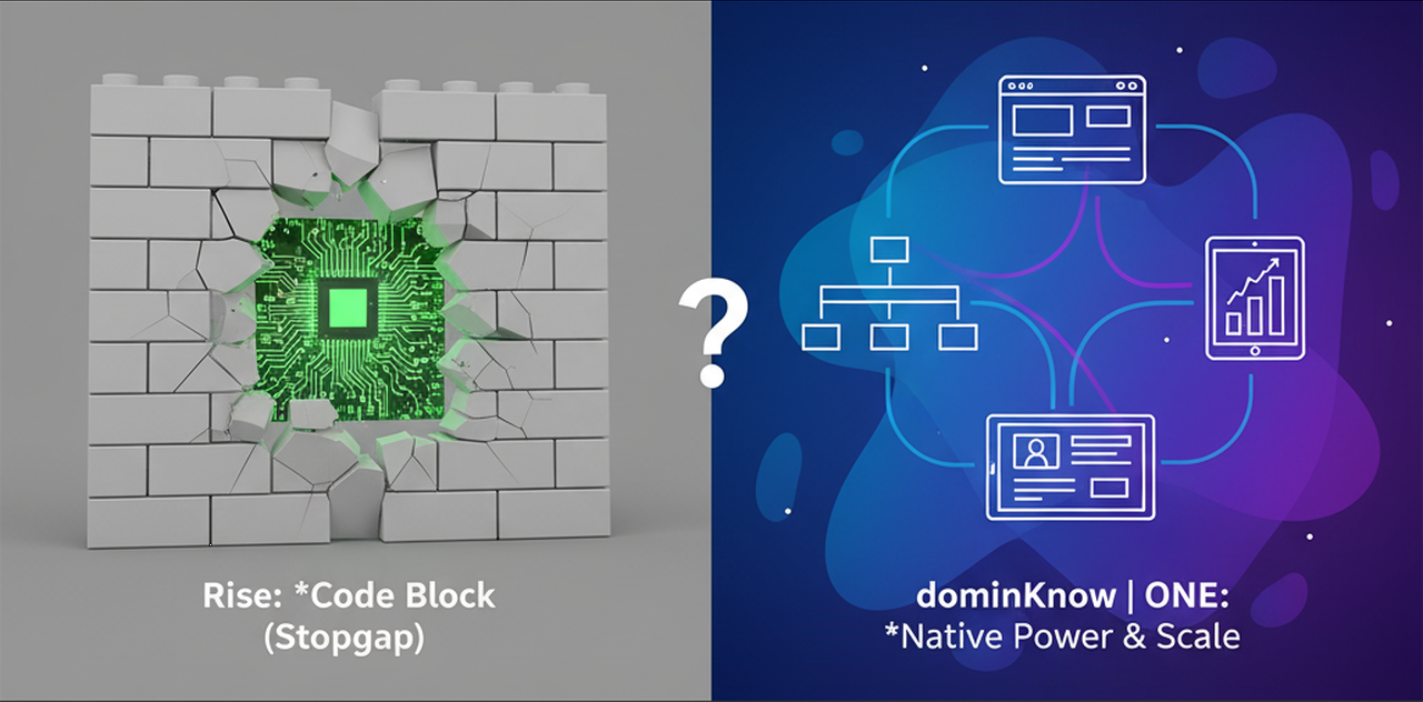 Rise codeblock stop vs dominKnow | ONE native power and scale