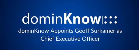 Banner announcing dominKnow Appoints Geoff Surkamer as Chief Executive Officer