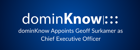Banner announcing dominKnow Appoints Geoff Surkamer as Chief Executive Officer
