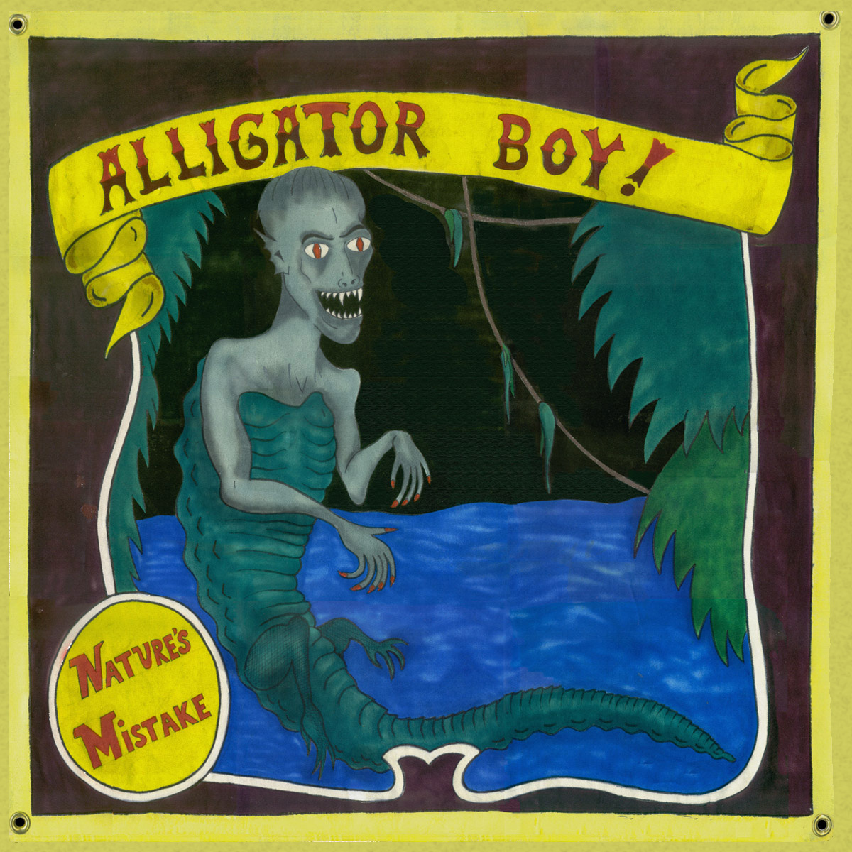 Hand Painted Carnie Banner Alligator Boy