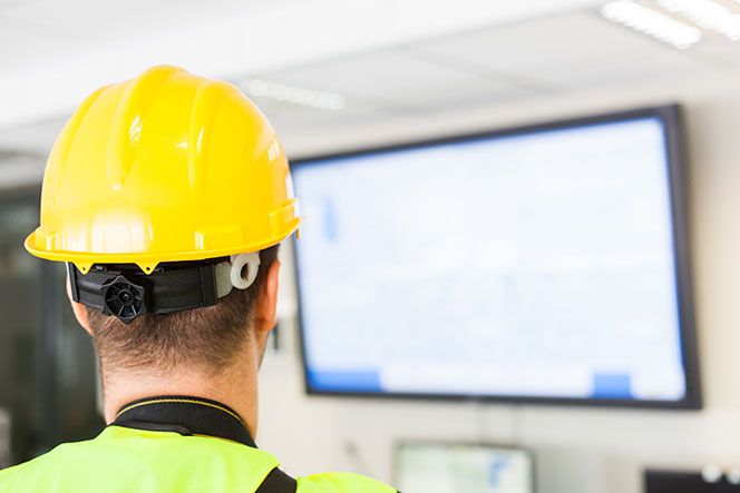 Plant floor with a digital display