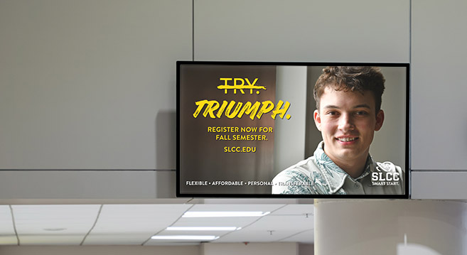 Campus screen running a recruitment campaign