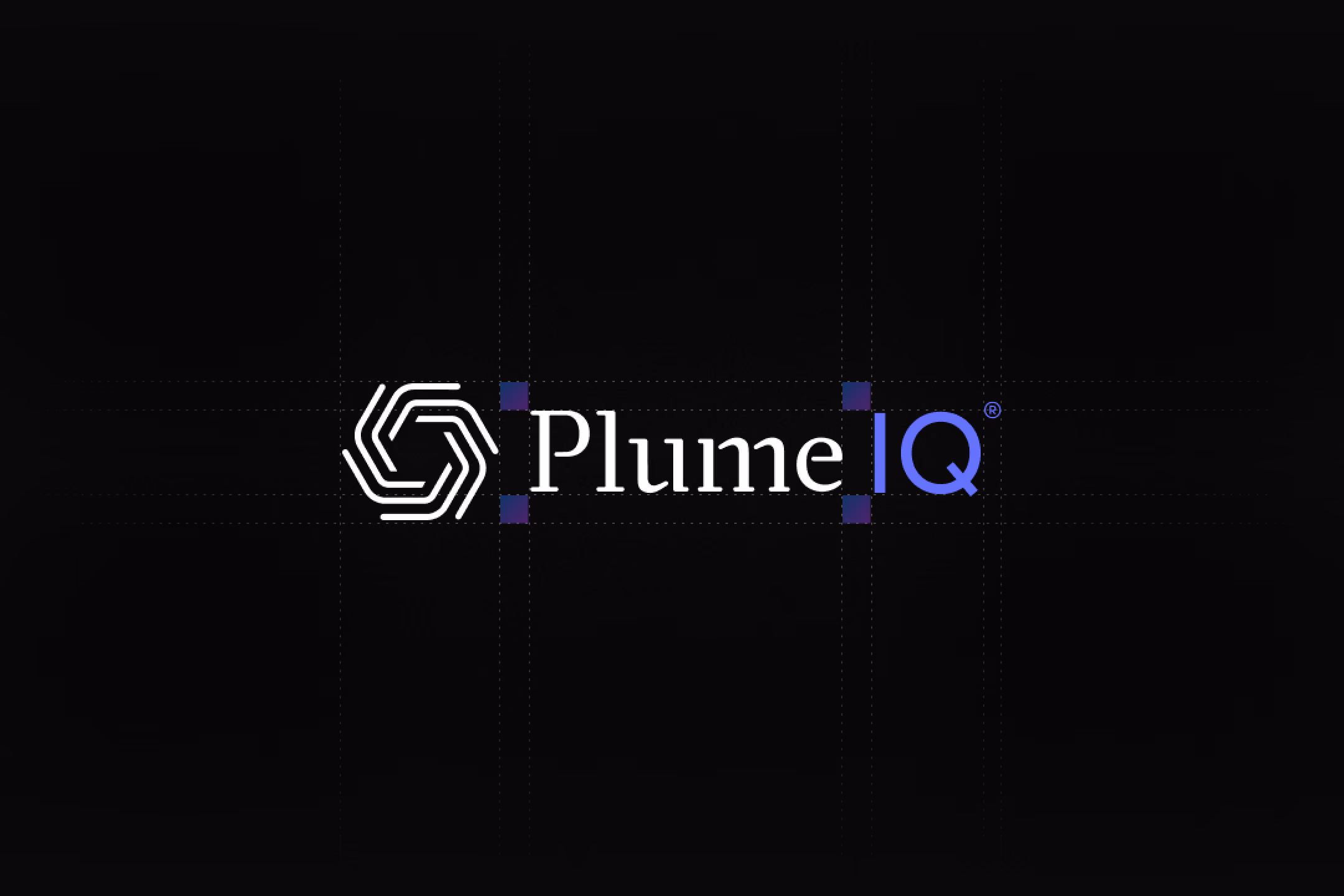 Plume IQ logo with hexagonal design and text on black background.