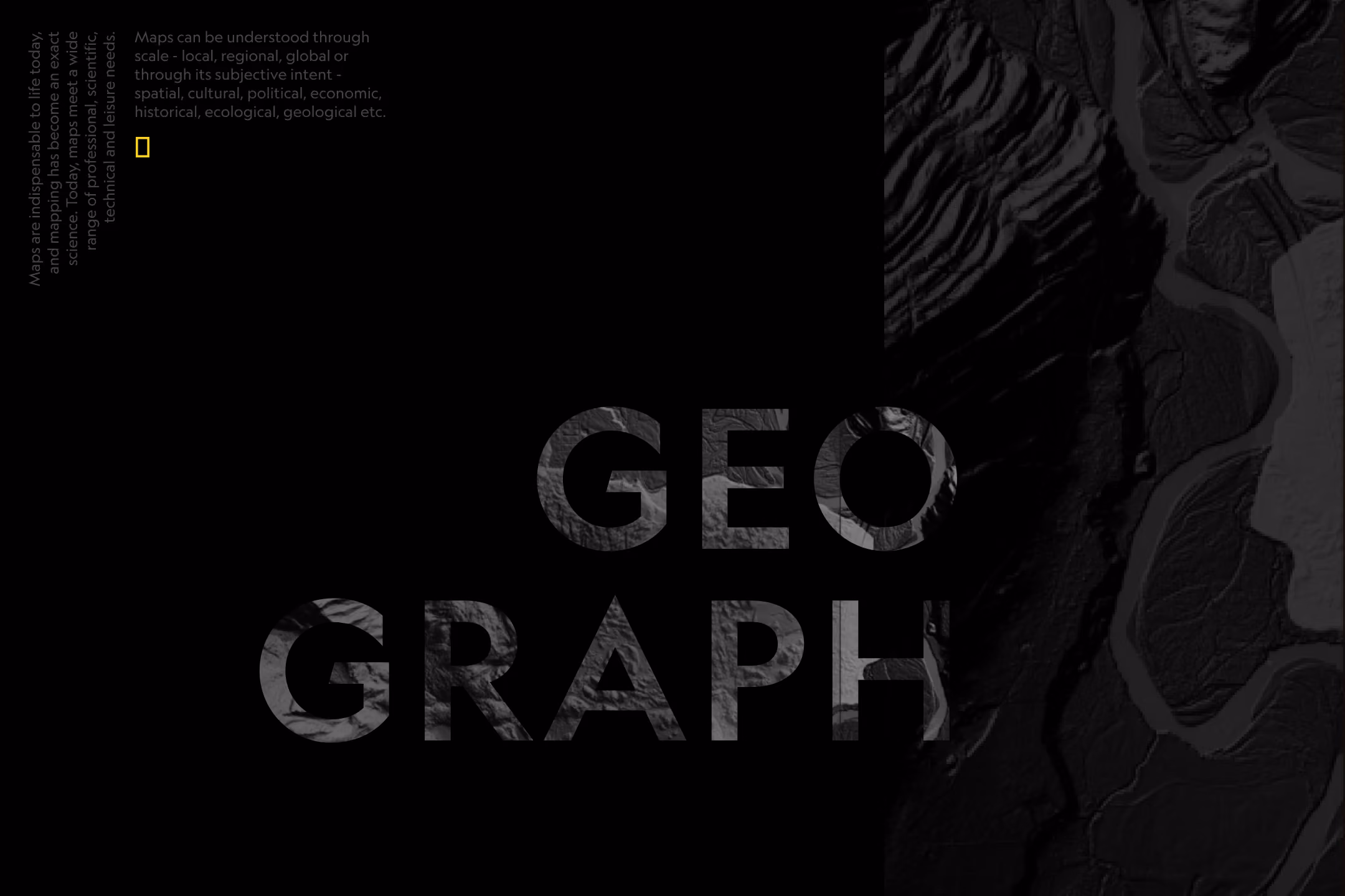 Dark terrain map with large text GEO and GRAPH highlighting geography theme.