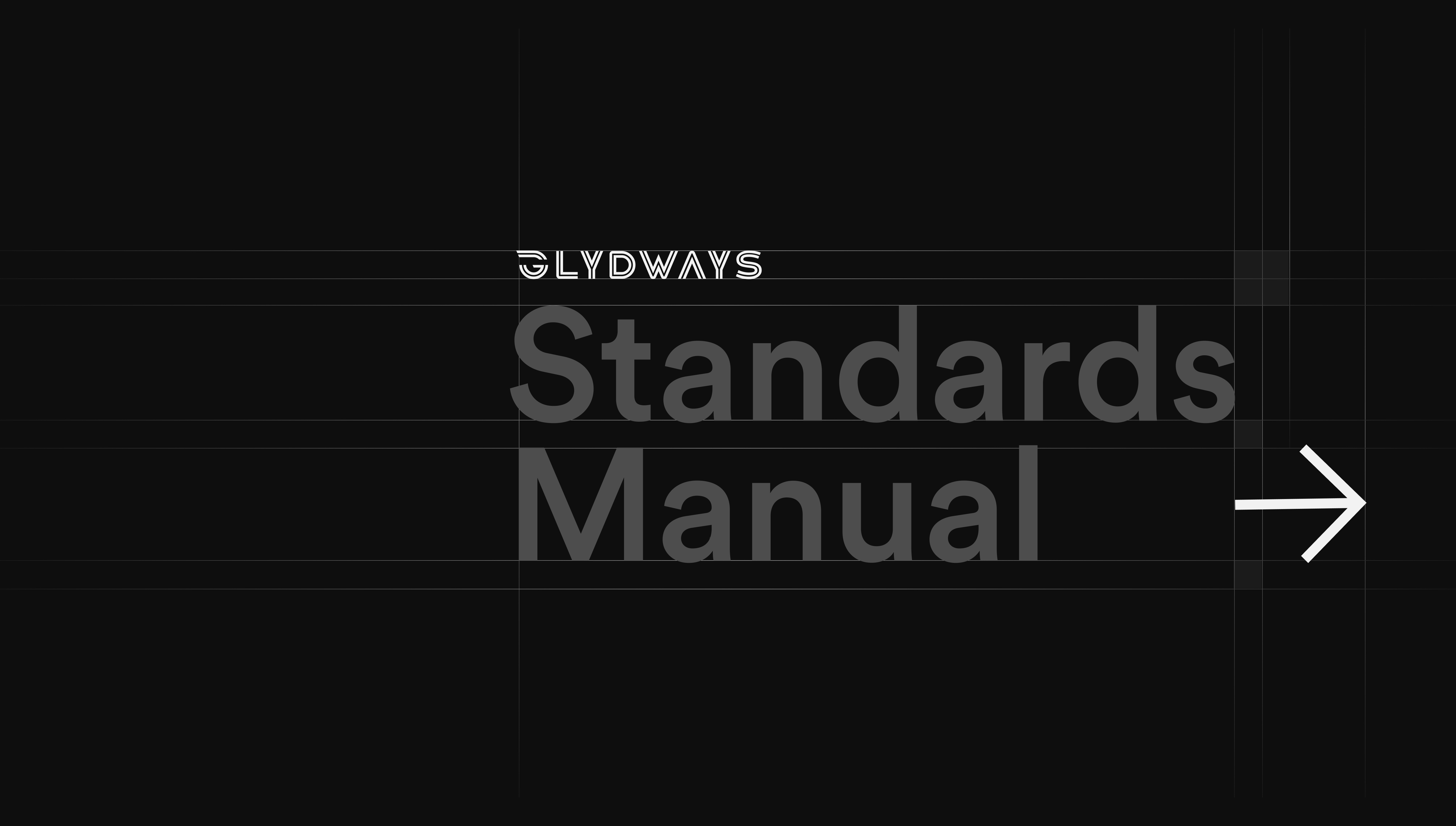 Standards Manual case study cover — wordmark and title on dark background