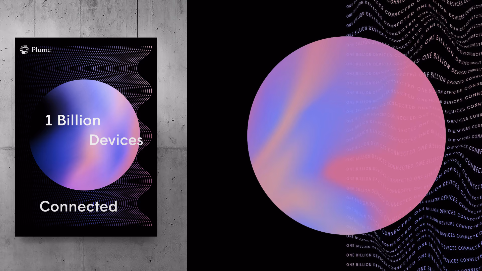 One Billion Devices Connected — poster in situ and the gradient sphere