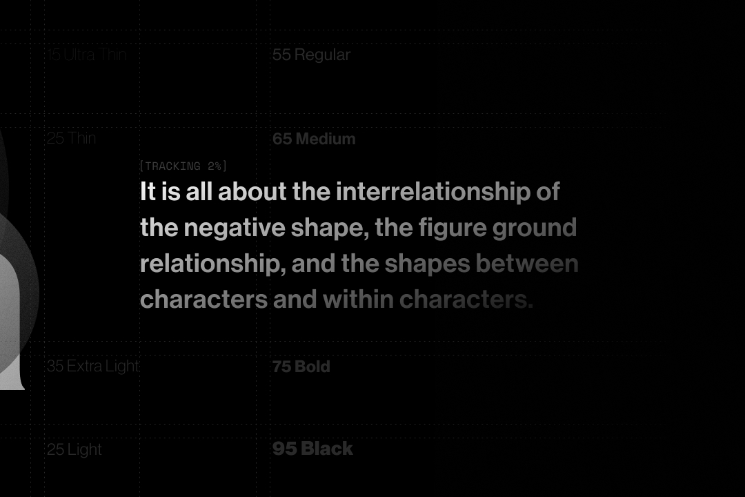 Type theory: a serif A and ampersand, the words weight and theory, over gradient shapes.