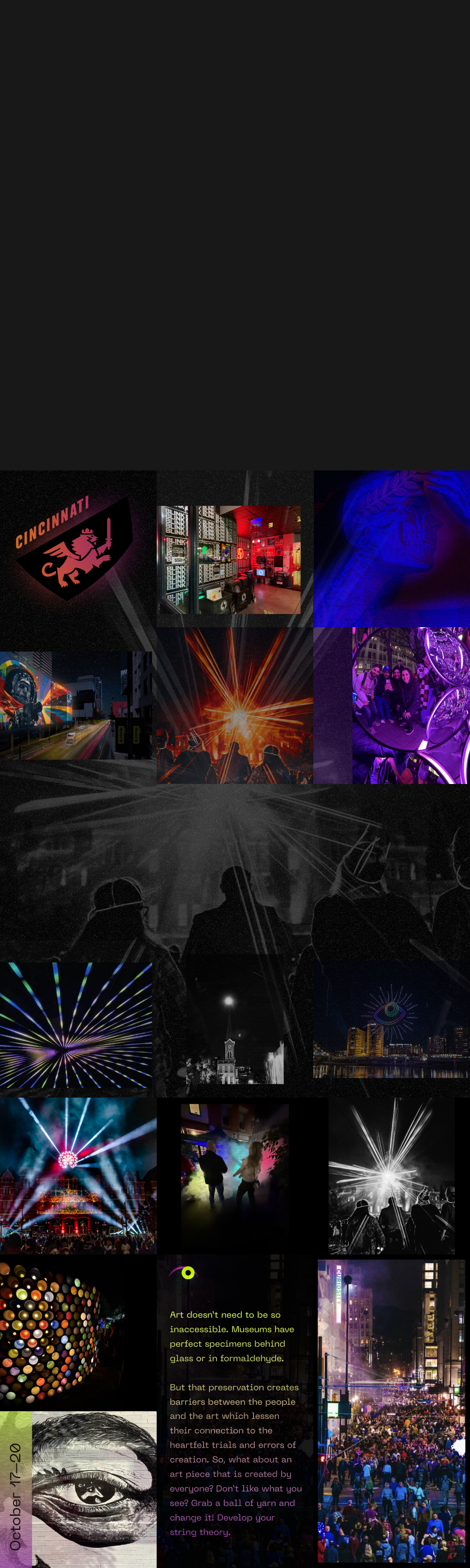 Blink Cincinnati 2024: a long vertical series of lasers, light and crowds, October 17–20.