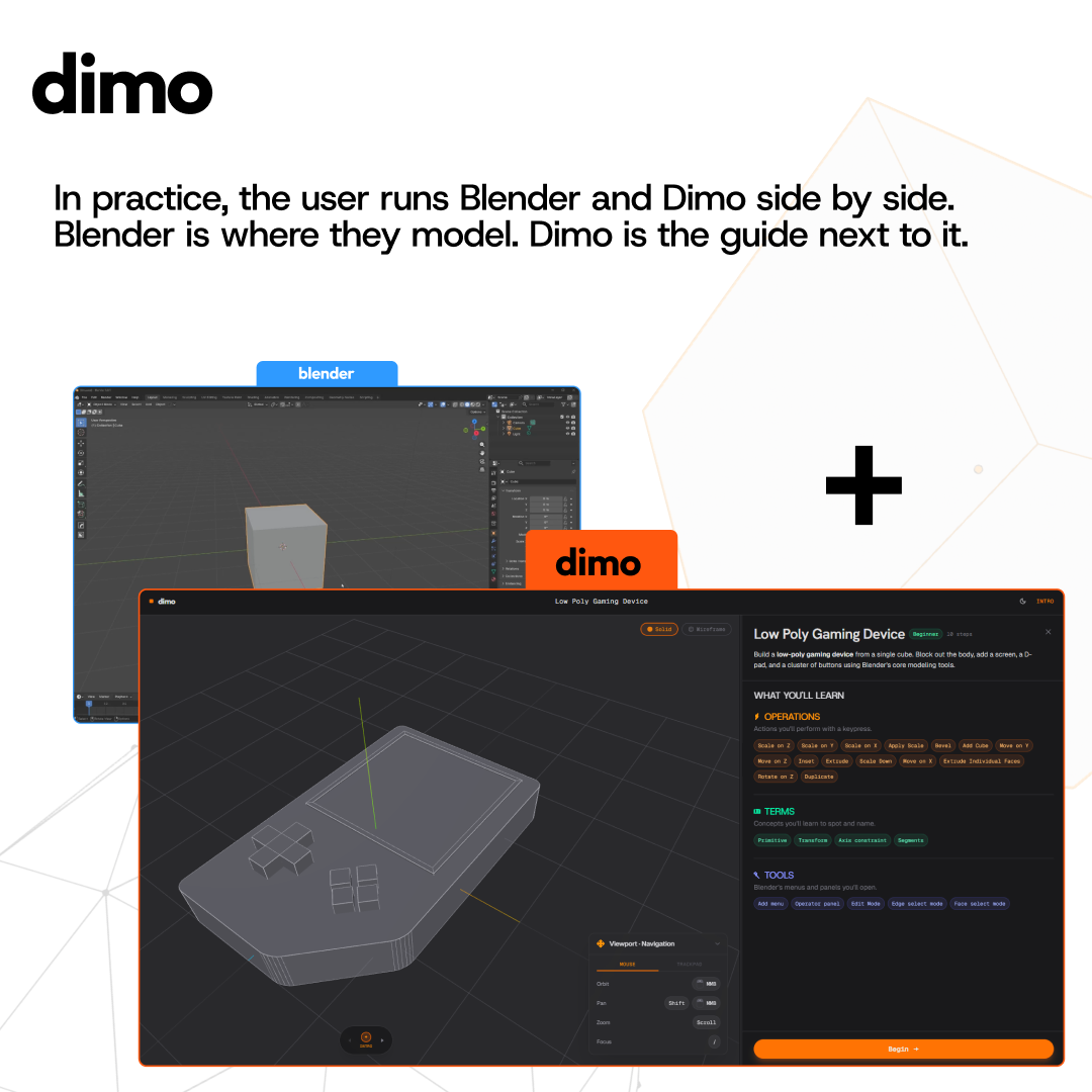 Image showcases blender and dimo paried up