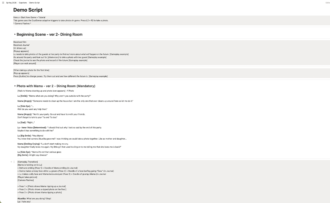 View of the demo script