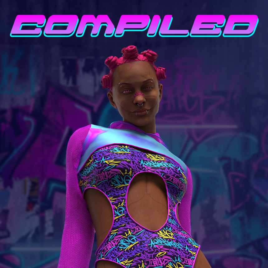 Zine cover featuring Pixie, a custom character surrounded by graffiti design elements.