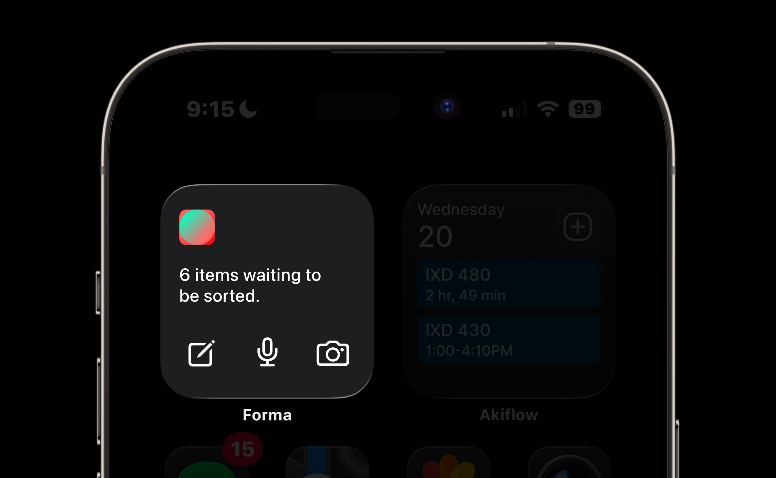 On mobile, captured notes, voice, and images collect in one inbox "waiting to be sorted."