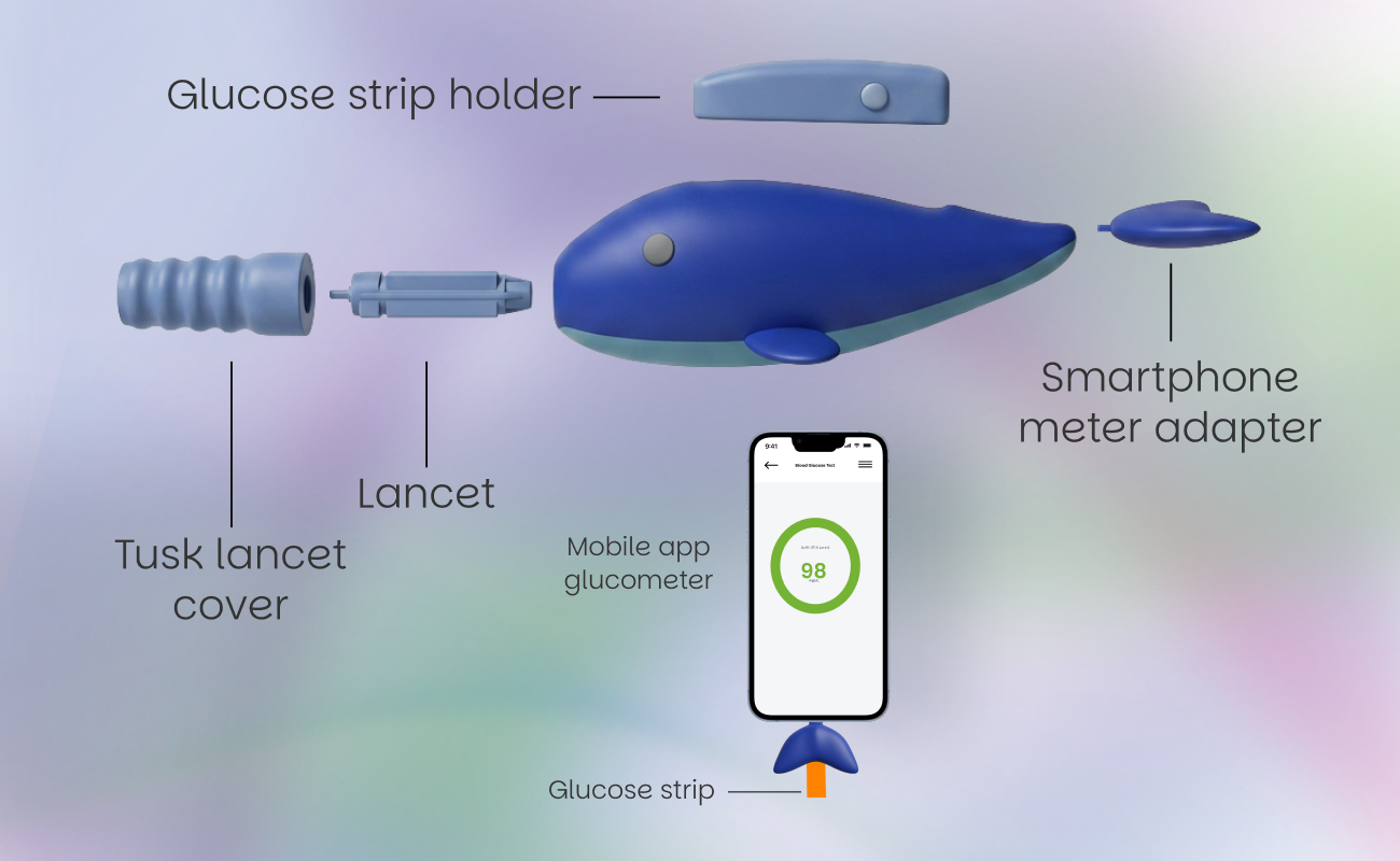 Exploded parts view of Nori lancet device. 