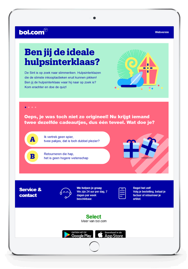 voorbeeld bol.com Select Sint campagne