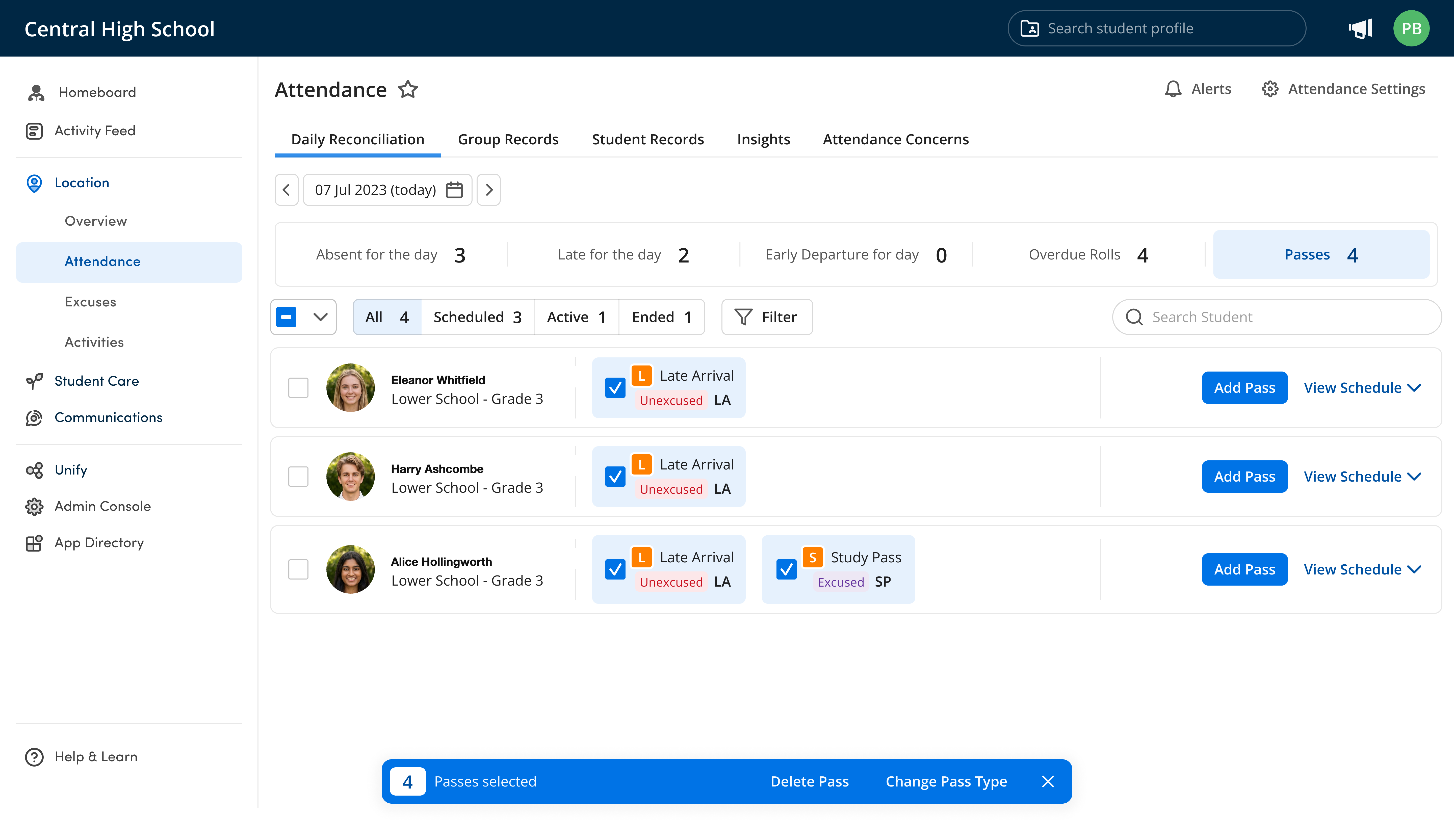 Orah attendance dashboard