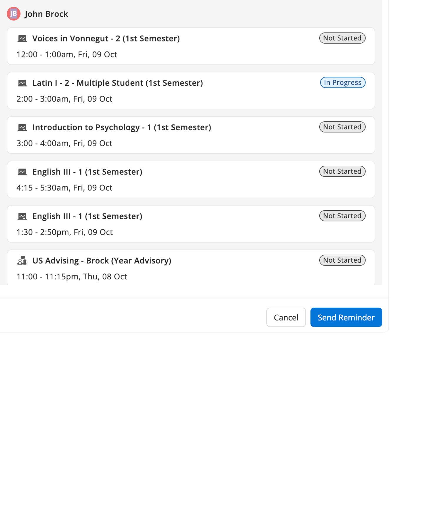 Alert History panel listing attendance alerts and who was notified
