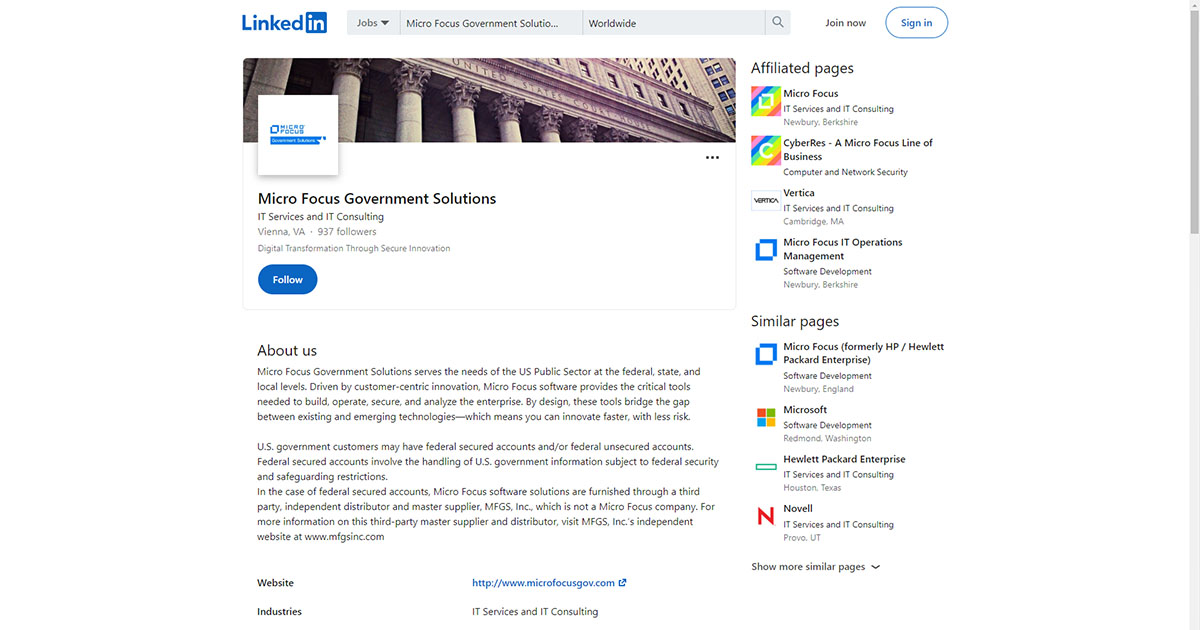 micro focus showcase page