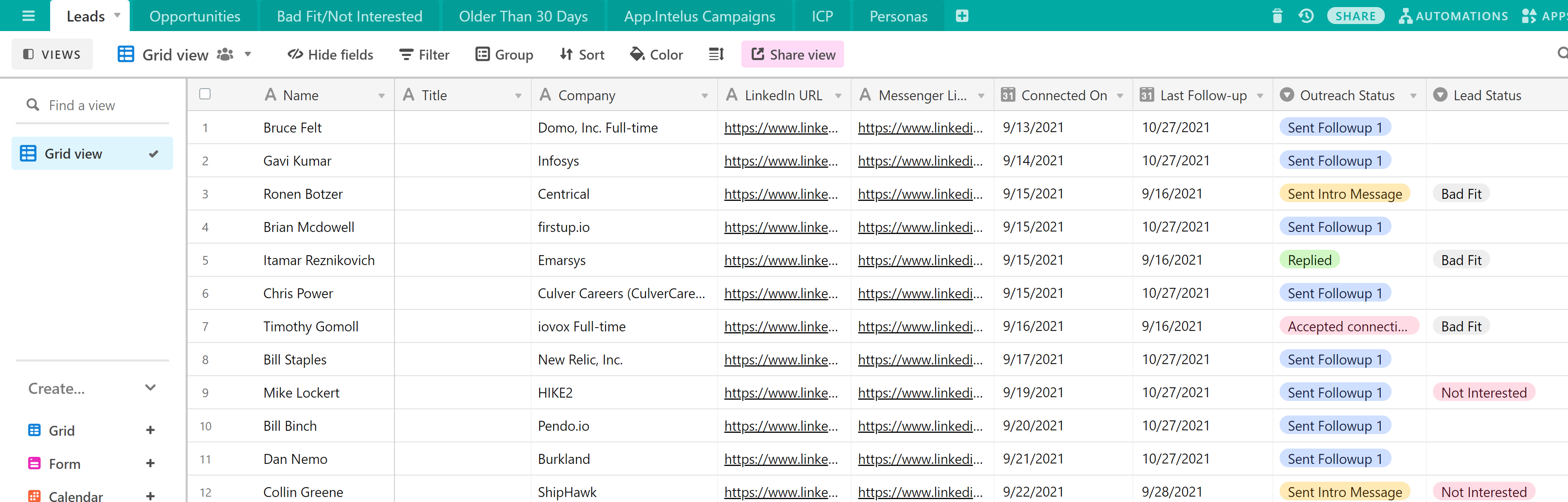 LinkedIn outreach CRM