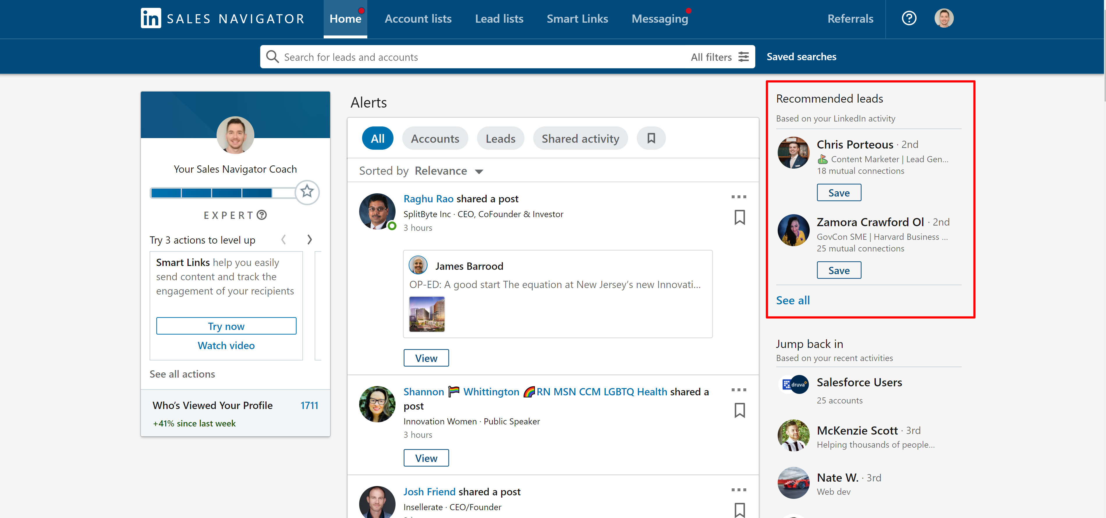 LinkedIn recommended leads