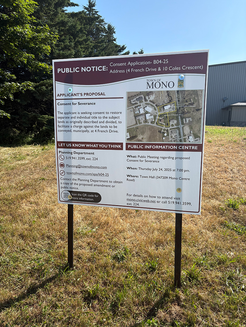 Close up of signboard for application B04-25