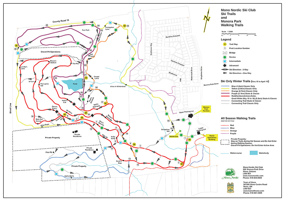 Monora Park Ski and Walking Trail Map