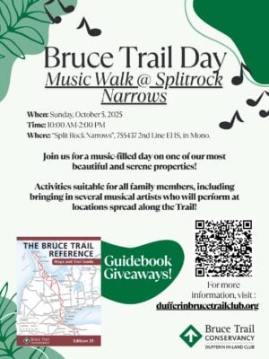 Bruce Trail Day: Music Walk at Splitrock Narrows Promotional poster