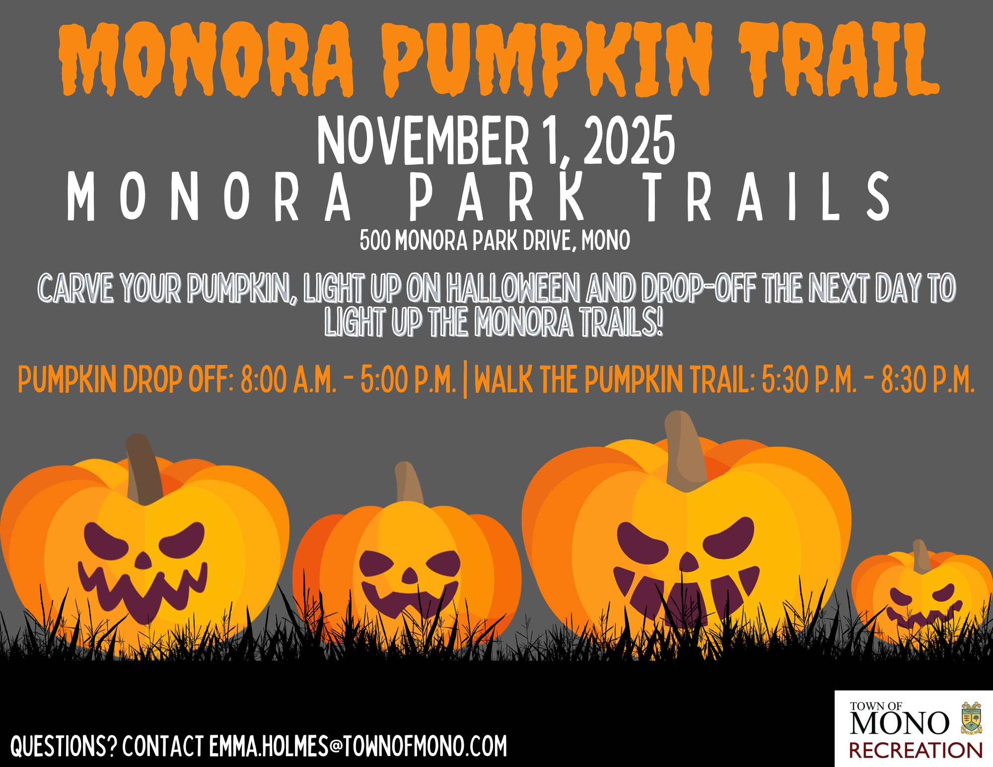 Monora Pumpkin Trail promotional graphic with text