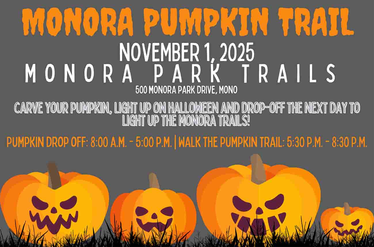 Monora Pumpkin Trail promotional graphic with text