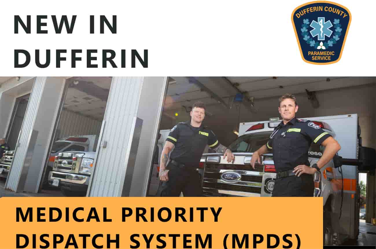Dufferin County Changes to Medical Call Dispatch notice graphic