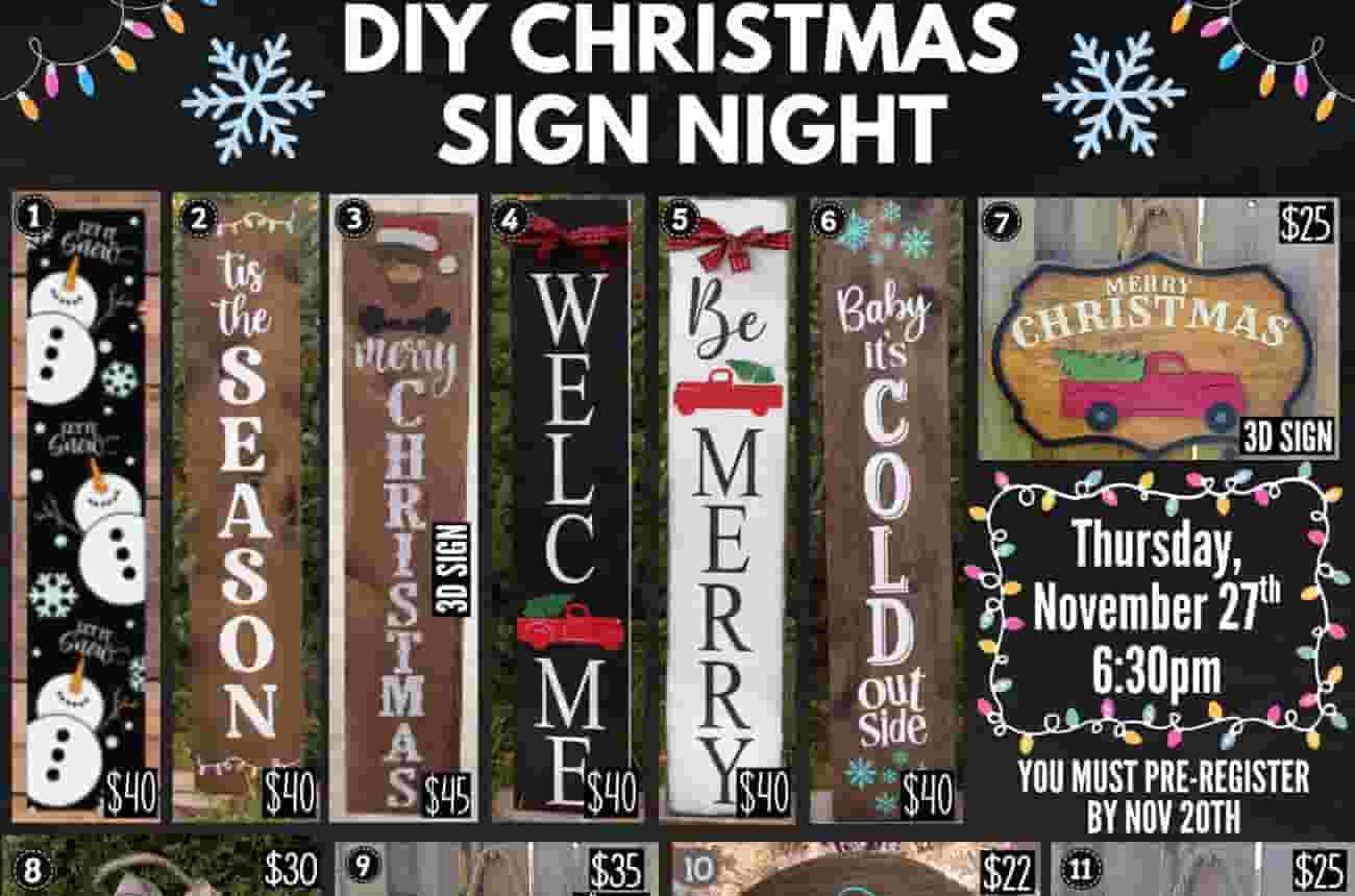 DIY Christmas Sign Night promotional graphic