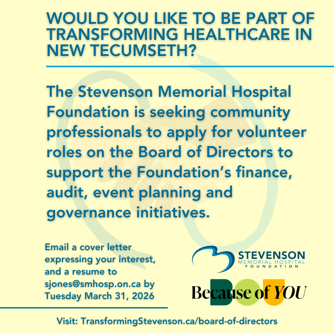 Stevenson Memorial Hospital Foundation Seeking Volunteers Promotional graphic