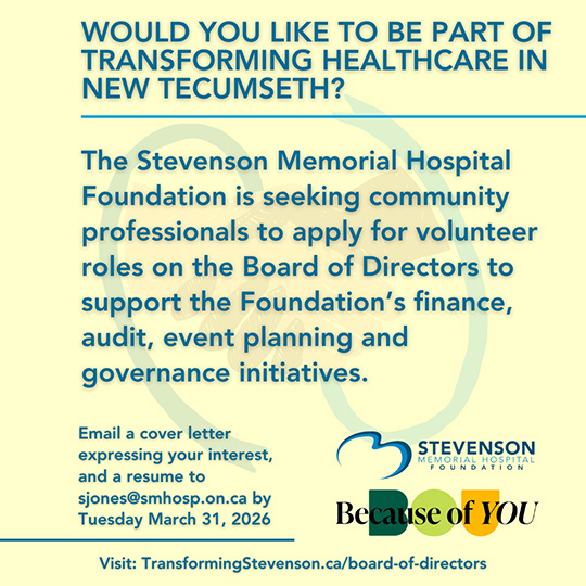 Stevenson Memorial Hospital Foundation Seeking Volunteers Promotional graphic
