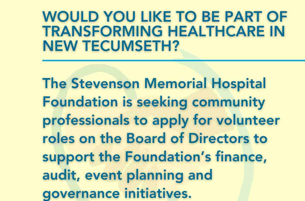 Stevenson Memorial Hospital Foundation Seeking Volunteers Promotional graphic