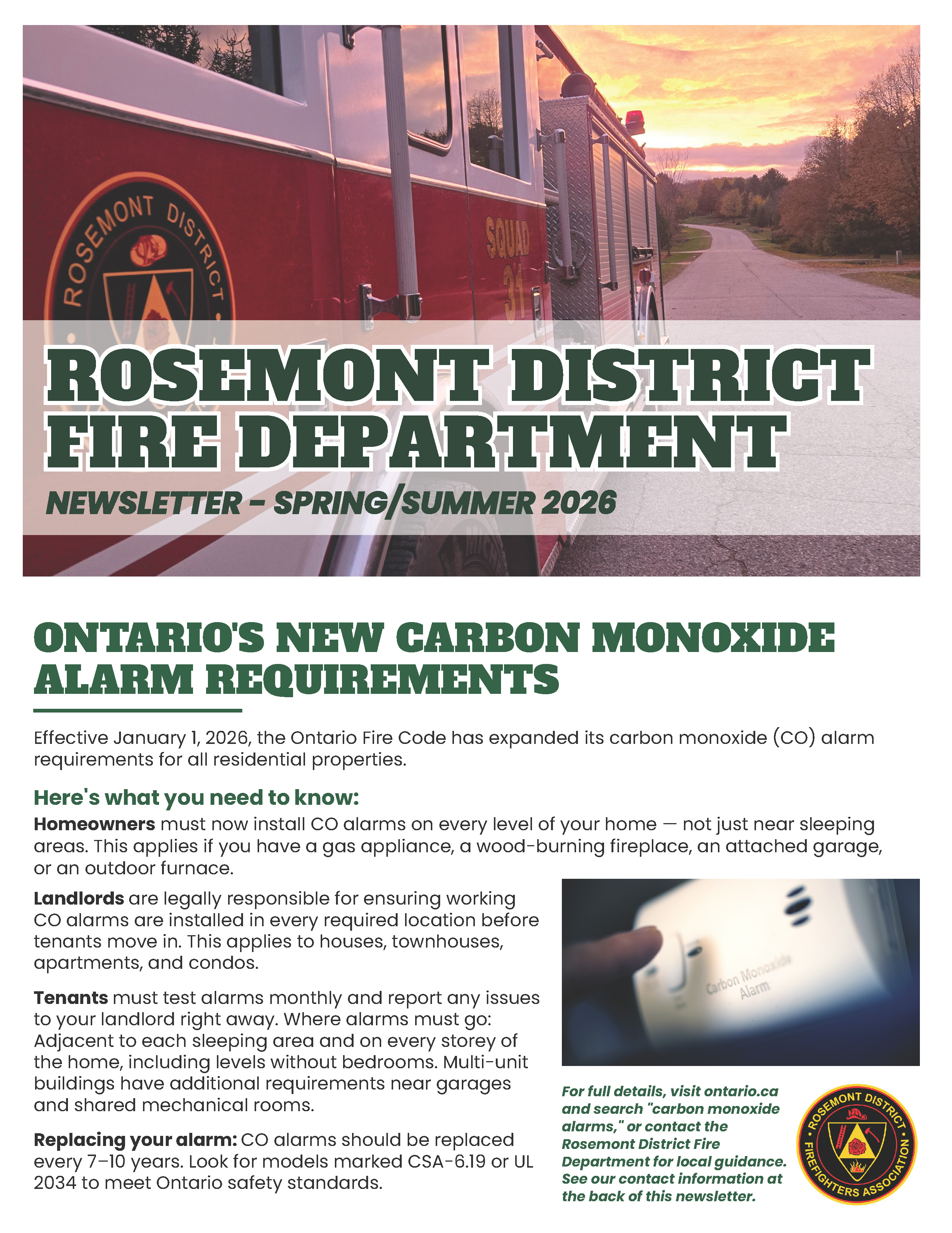 Rosemont District Fire Department 2026 Spring/Summer front page