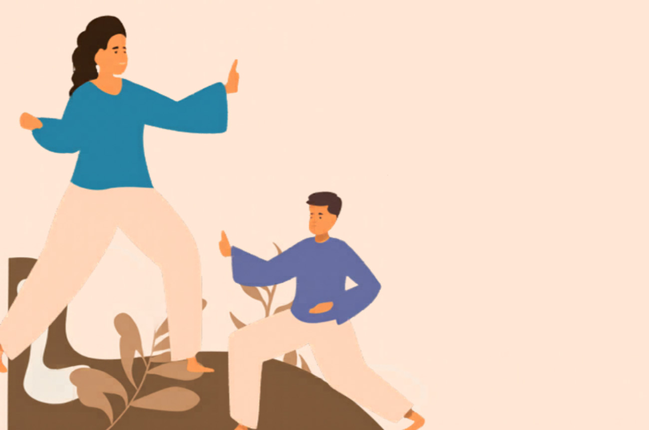 Illustration of two people doing Tai Chi