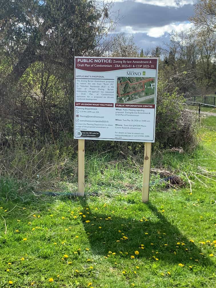 Signboard for Zoning Bylaw Amendment ZBA 2025-01 and CDP 2025-01