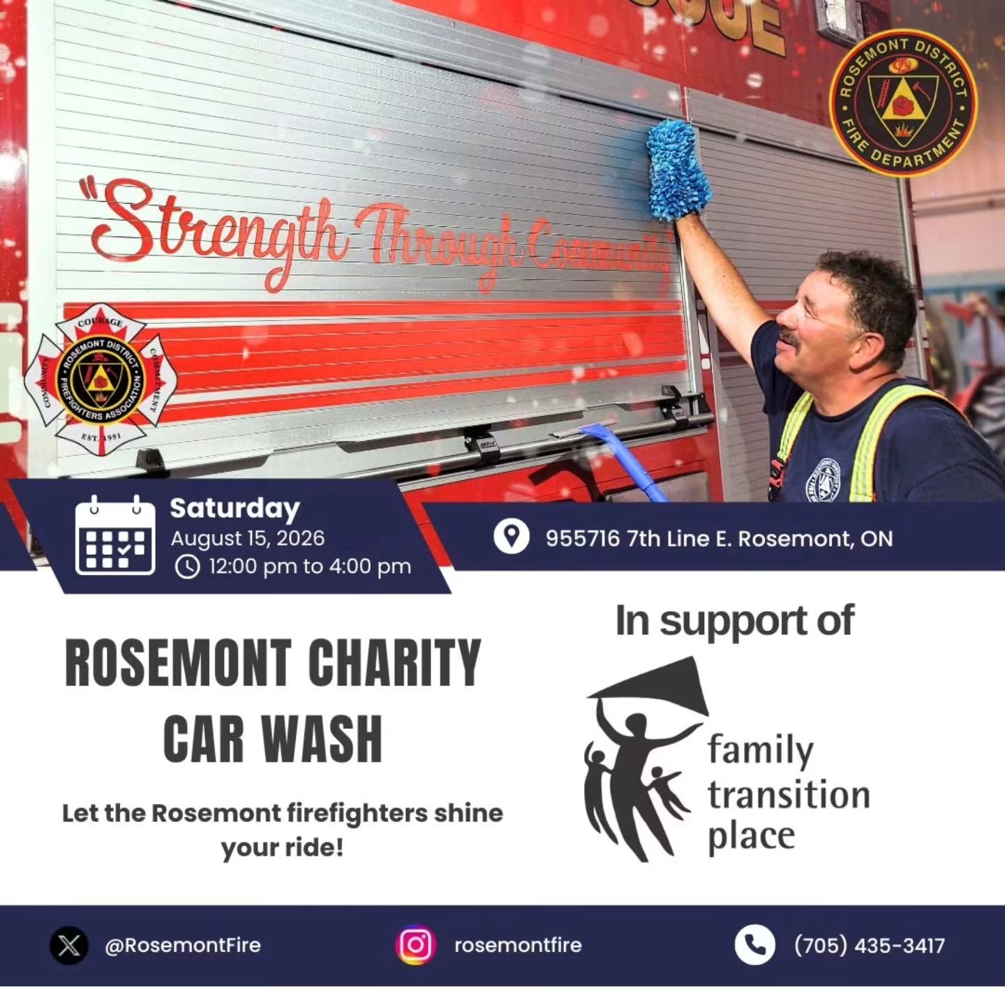 Rosemont Fire Department Chairty Car Wash promotional graphic