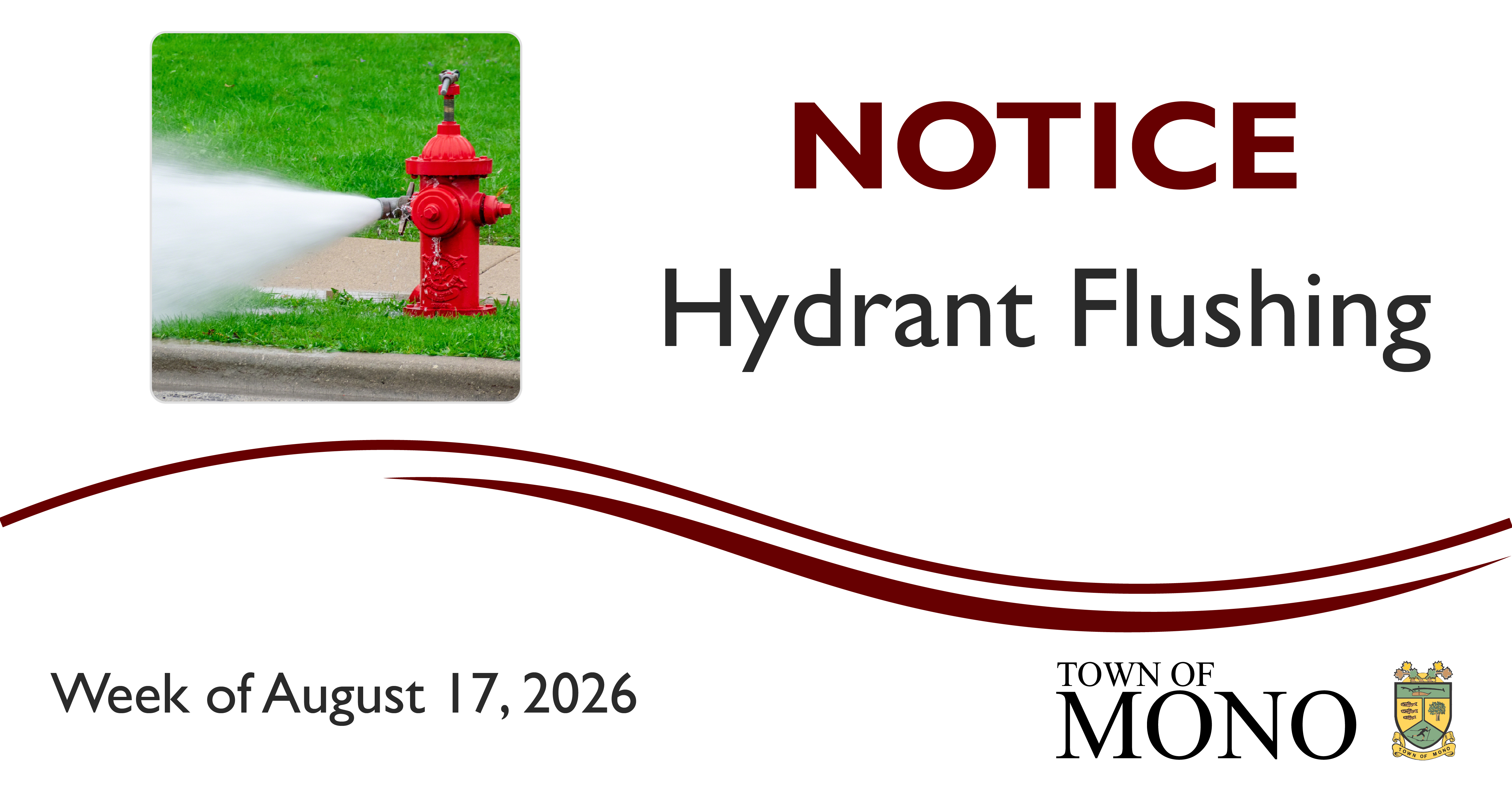 Fire Hydrant Flushing Notice for the week of August 17, 2026