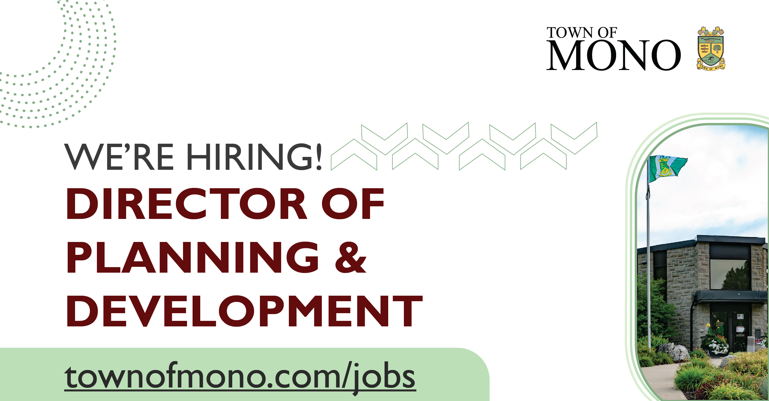 We are hiring! Director of Planning and Development Promotional graphic