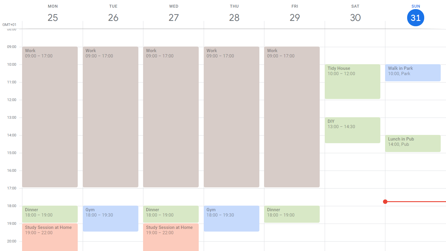 An example of calendaring your week and protecting your time